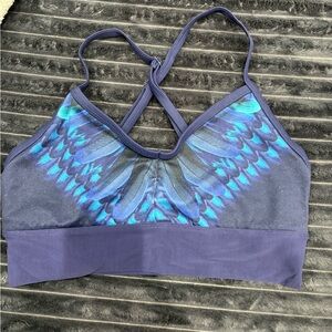 ALO Yoga Blue Wing Pattern Sports Bra
